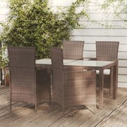 Set mobili da giardino 5 pz con cuscini in polyrattan marrone