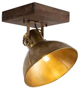Faretto industriale da soffitto in bronzo con legno 30 cm - Mango