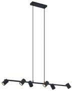 Lampada a sospensione moderna nera a 6 luci - Jeana Straight