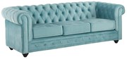 Divano CHESTERFIELD 3 posti in velluto Azzurro pastello