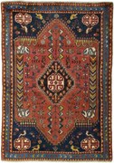 Shiraz Tappeto 100x140 Rosso (Iran) Annodato A Mano