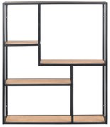 Libreria da parete nera-color legno naturale effetto rovere 75x91 cm Seaford - Actona
