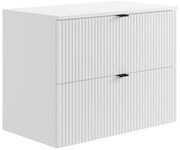 Mobile sotto lavabo sospeso scanalato con piano di appoggio L80 cm Bianco - ZEVINI