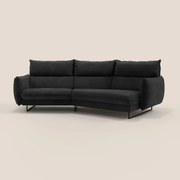 Monamour divano moderno angolare con opzione relax elettrico in microfibra smacchiabile impermeabile T11 nero