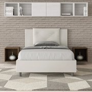 Letto contenitore imbottito 120x210 similpelle bianco Appia