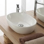Ciotola da appoggio in ceramica ovale 47,5x34 cm bianco lucido