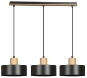 Lampadario a Sospensione in Acciaio e Legno TORIN 3 Nero 3xE27 Colore del corpo Nero