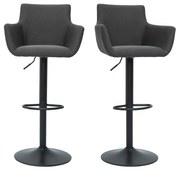 Sgabelli da bar regolabili tessuto grigio antracite metallo nero (set di 2) CARLIE