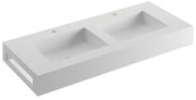 Lavabo a incasso rettangolare L 120 x H 14 x P 46 cm in solid surface bianco