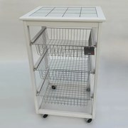 Carrello da cucina portafrutta con 3 cestelli senza base LACCATO BIANCO