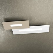 Plafoniera Moderna Rett. 2 Moduli Wally Metallo Bianco E Sabbia 2 Luci 2G11 71Cm