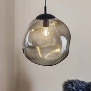 TK Lighting Lampada a sospensione in vetro Sol, Ø 35 cm, nero/grigio fumo