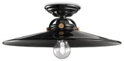 Plafoniera Industrial Minimal B&W Metallo Smaltato Nero 1 Luce E27 42Cm