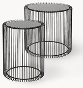 Set di 2 tavolini in metallo con piano in vetro Wire
