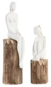 Statua Decorativa DKD Home Decor Donna Marrone Bianco (2 Unità)