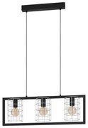 Lampadario Moderno Jubily nero paralume grigio zincato 3x E27 EGLO