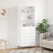 Credenza bianca 69,5x34x180 cm in legno multistrato