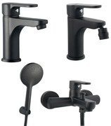 Set rubinetteria nero opaco completa per lavabo bidet e vasca serie Paco