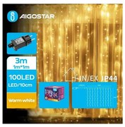 Aigostar - Catena luminosa natalizia LED da esterno 100xLED/8 modalità 4x1m IP44 bianco caldo