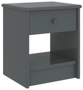 Comodino grigio scuro 35x30x40 cm in legno massello di pino