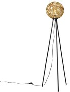 Lampada da terra Art Déco treppiede oro - Maro
