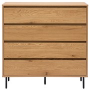 Comò finitura legno chiaro rovere 4 cassetti L100 cm ARAGON