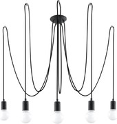 Lampadario a Sospensione 5xE27 EDISON 5 in Acciaio Nero