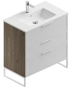 Mobile sottolavabo e lavabo Quadra cotto/bianco in mdf L 80 x H 93 x P 46 cm 3 cassetti