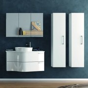 Kamalu - composizione bagno sospesa 100cm: mobile, specchio contenitore e 2 colonne form-100