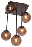 Plafoniera di design bronzo con vetro bronzo 5 luci - Athens