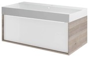 Mobile sottolavabo e lavabo Neo Frame rovere grigio L 90 x H 32 x P 48 cm