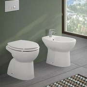 Set sanitari bagno in ceramica bianca lucida Flora completo di sedile wc