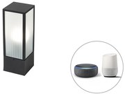 Lampada da parete da esterno intelligente nera con vetro a coste 40 cm incl. Wifi A60 - Charlois