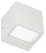 Applique Da Esterno Mini Biemissione Box Alluminio Bianco 5,5+5,5W Led 3000K