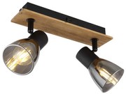 Globo 54307-2W - Faretto da parete CLAUDE 2xE14/40W/230V nero/legno