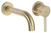 REA-B8652 - Miscelatore per lavabo da incasso LUNGO, finitura oro spazzolato