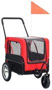 Rimorchio bici e carrello jogging per animali 2-in-1 rosso nero