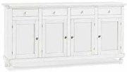 Credenza da 196 cm classica in legno bianco opaco