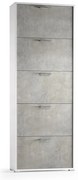 Scarpiera 5 ante a ribalta singola prof L 67 x H 184 x P 18 cm 15 paia, bianco