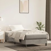 Materasso A Molle Grigio Chiaro 100x220x20 Cm İn Velluto /