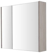 Armadietto bagno con specchio 80 cm rovere chiaro 2 ante con ripiani in vetro - Way