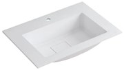 Lavabo integrale a incasso rettangolare L 60.5 x H 14.4 x P 46 cm in resina bianco lucido