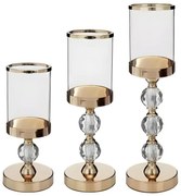 Set da 3 portacandele dorati