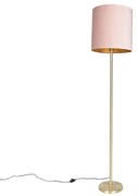 Lampada da terra romantica in ottone con paralume rosa 40 cm - Simplo
