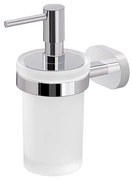 Dispenser sapone liquido a muro Gedy serie Bernina in acciaio inox cromato e vetro