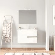 Mobile bagno sospeso con lavabo e illuminazione L 80 x H 51 x P 46 cm rovere grigio/frontale bianco in mdf 2 cassetti per vasca centrale Eva