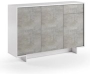 Mobile Madia Slim L 134 x H 87 x P 35 cm bianco e grigio cemento