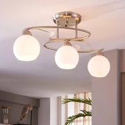 Lindby plafoniera Svean, 3 luci, bianco, vetro, lunghezza 40 cm