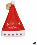 Cappello di Babbo Natale Merry Christmas Stelle Rosso 24 x 2 x 35 cm (12 Unità)