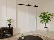 Porta scorrevole con sistema esterno muro H205 x 93 cm Legno e MDF Bianco - NEFARA